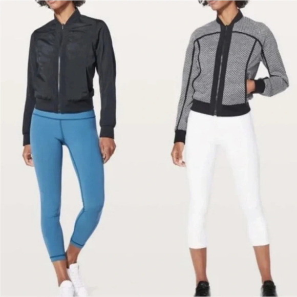 Lululemon Bomb Around Zip up Jacket Reversible Monochromic Black Size 2 - Picture 15 of 15